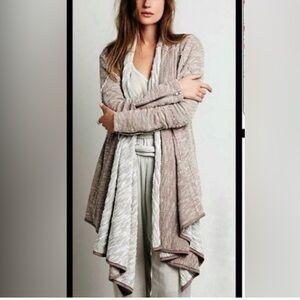 Free People In The Loop Cardigan Jade Combo French Terry Waterfall Pockets Small